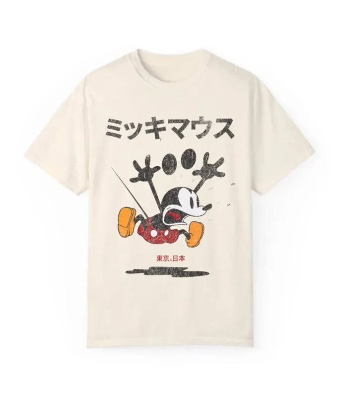 Ivory Vintage Style Japanese Mouse Unisex Graphic Tee made by Unique Vintage