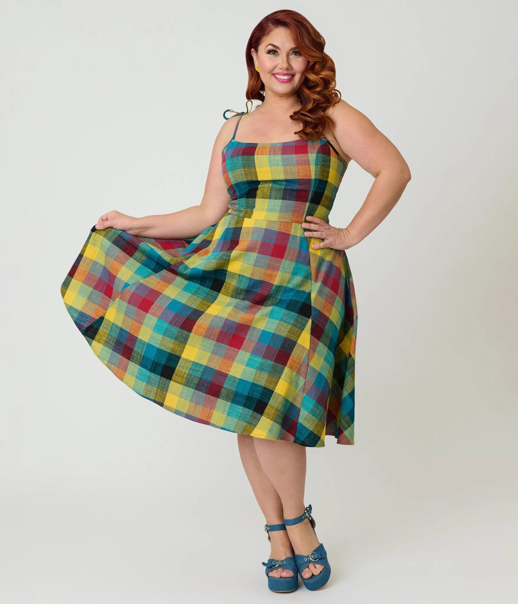 Unique Vintage Plus Size Multi Plaid Cotton Bobbie Swing Dress sold by Unique Vintage product image thumbnail 3