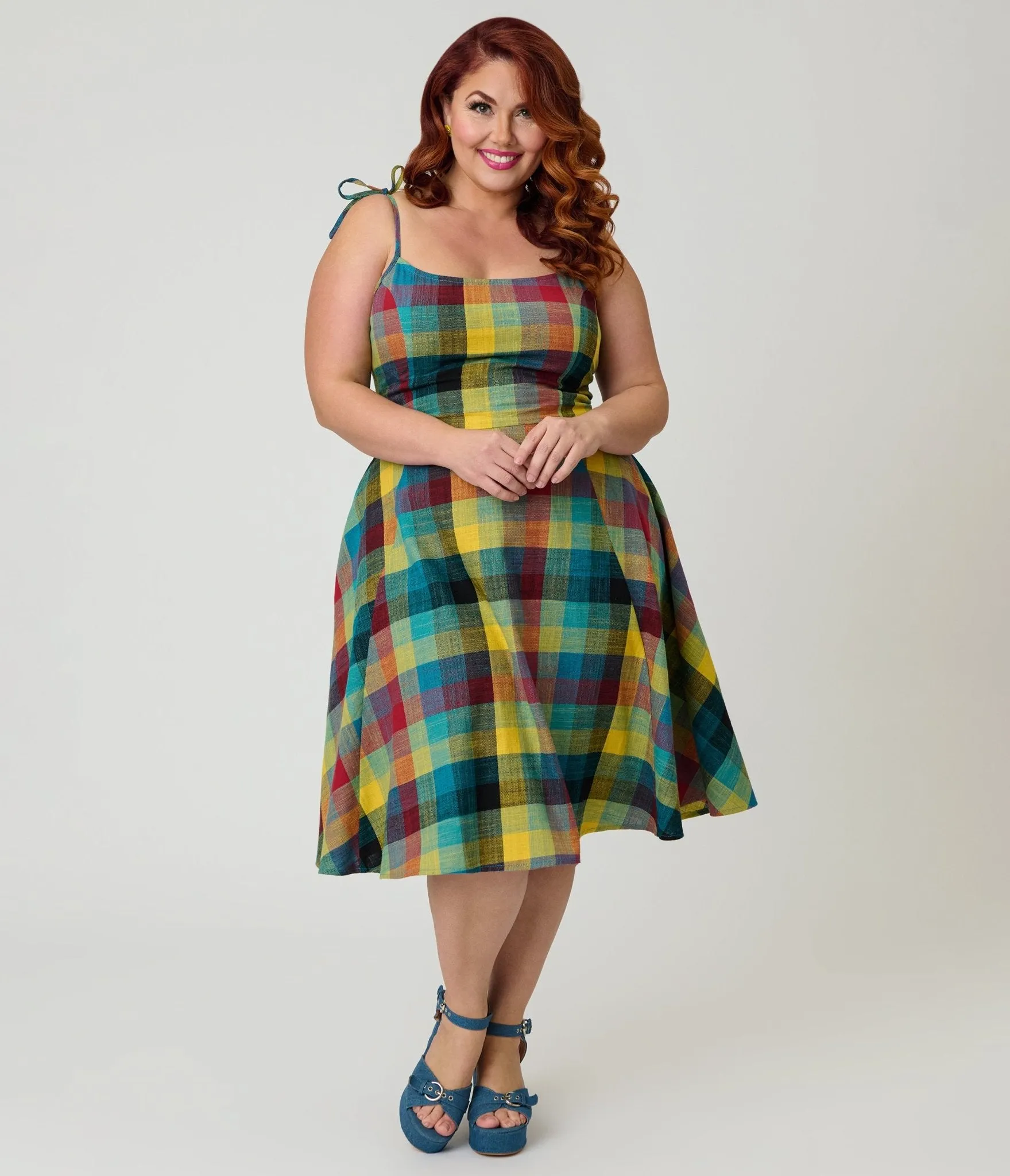 Unique Vintage Plus Size Multi Plaid Cotton Bobbie Swing Dress sold by Unique Vintage product image thumbnail 4