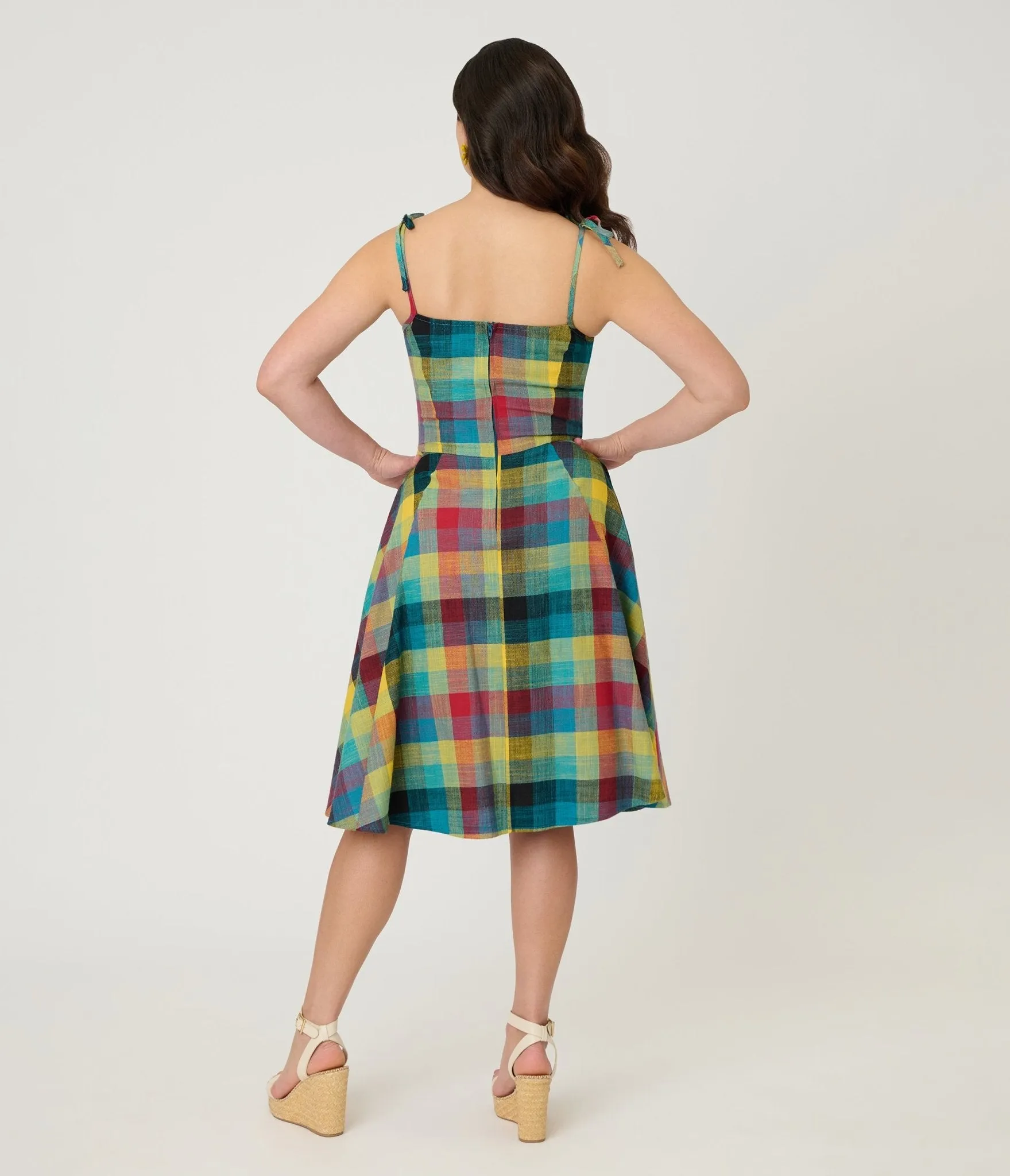 Unique Vintage Multi Plaid Cotton Bobbie Swing Dress sold by Unique Vintage product image thumbnail 2