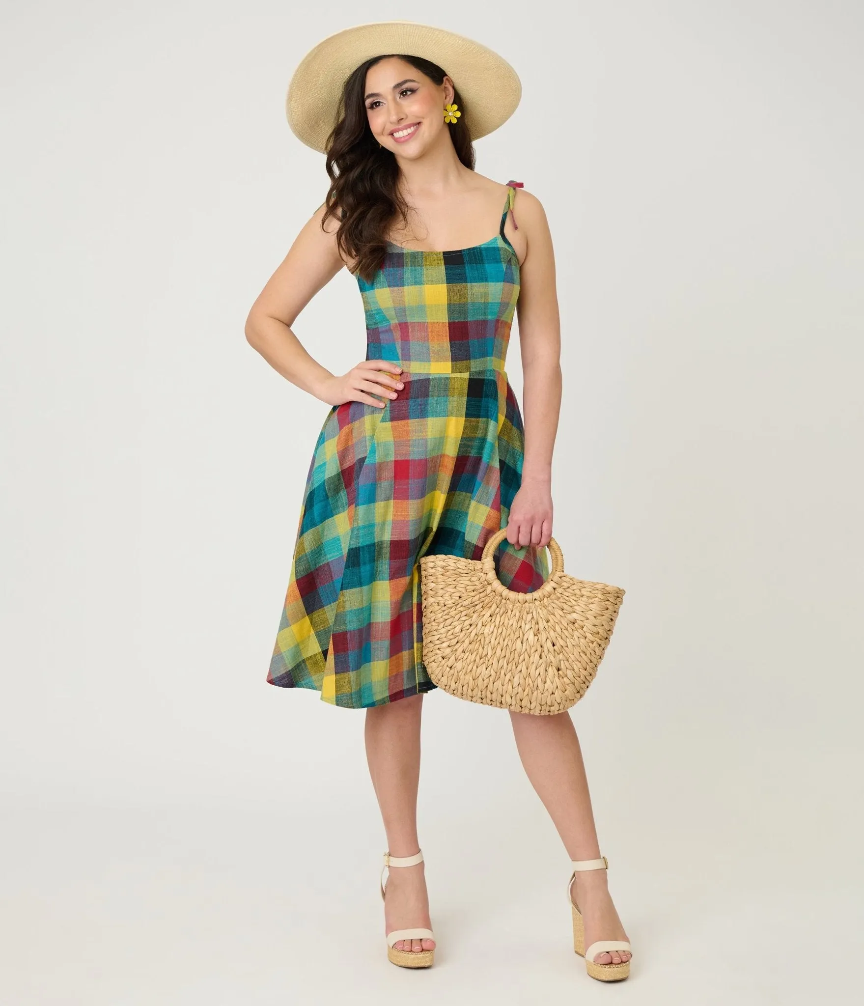 Unique Vintage Multi Plaid Cotton Bobbie Swing Dress sold by Unique Vintage product image thumbnail 3