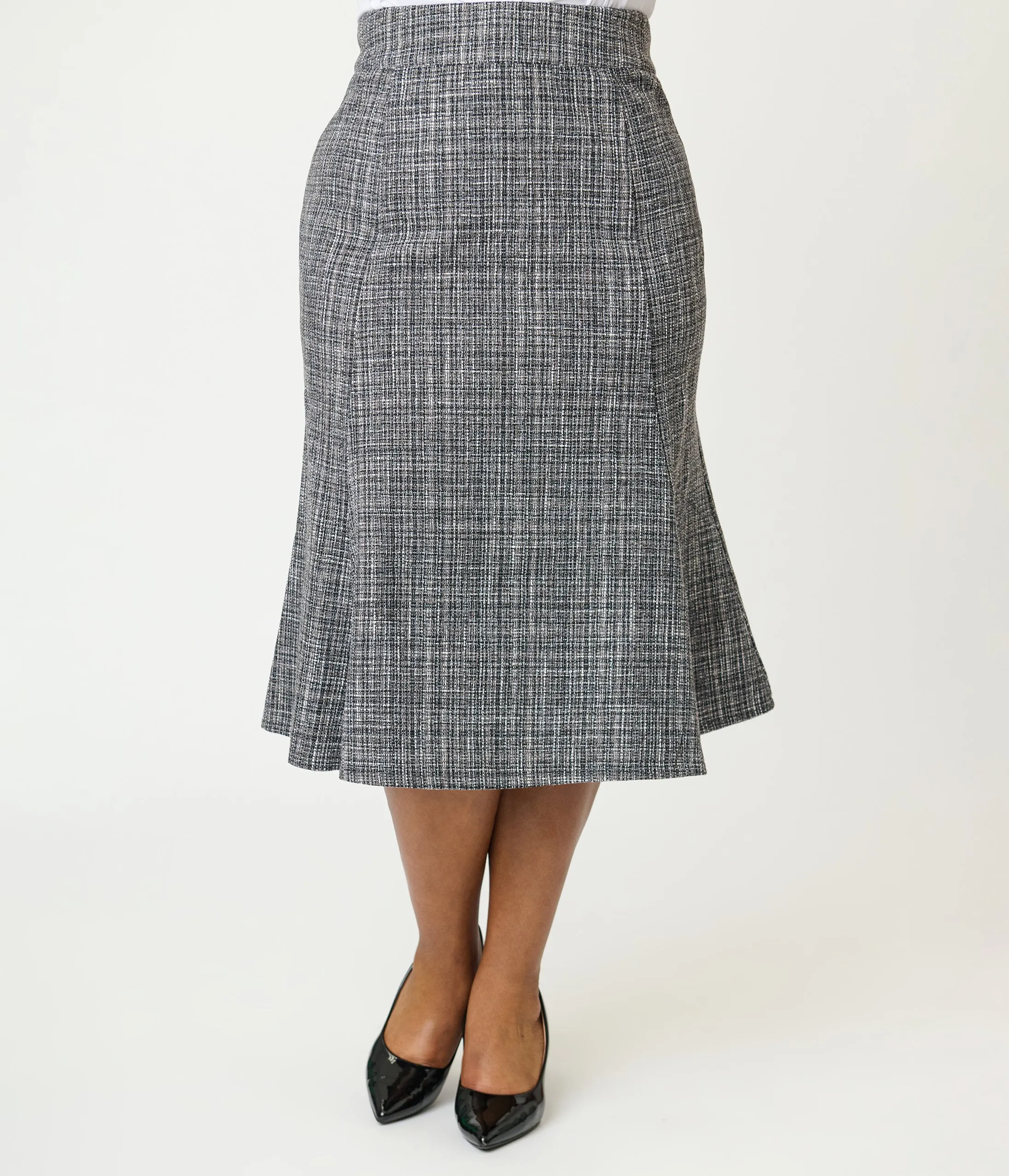 Unique Vintage Plus Size Grey Tweed Tina Trumpet Skirt sold by Unique Vintage product image thumbnail 2