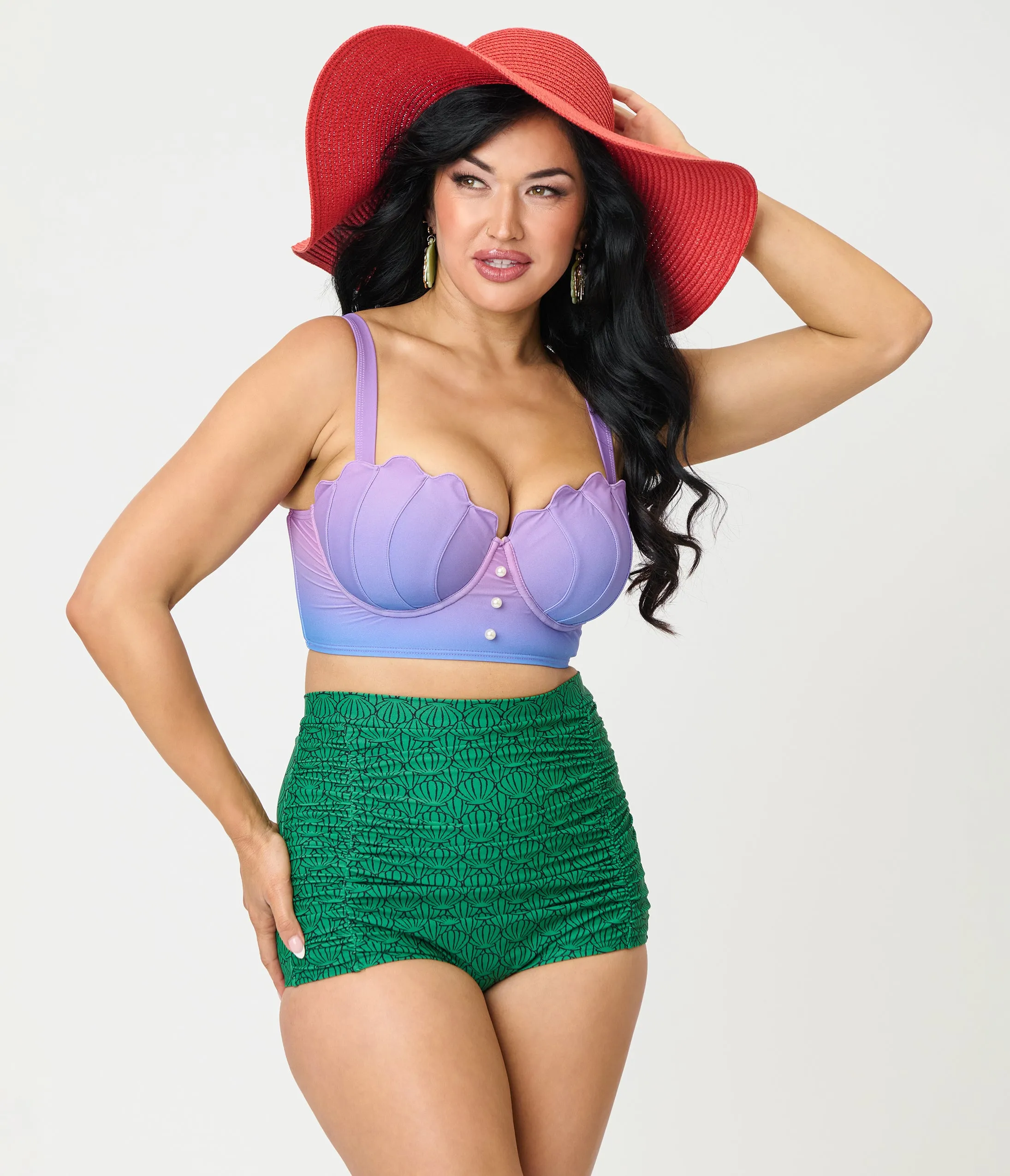 Disney Princess Collection by Unique Vintage Green Ariel Shell Monroe Swim Bottom sold by Unique Vintage