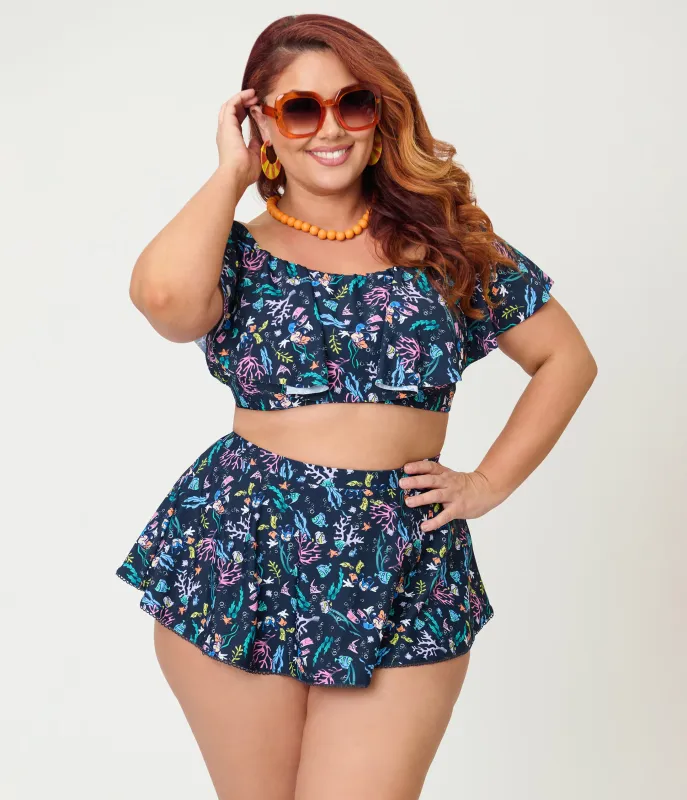 Disney Mickey & Friends Collection by Unique Vintage Plus Size Scuba Mickey Coronado Swim Skirt made by Unique Vintage