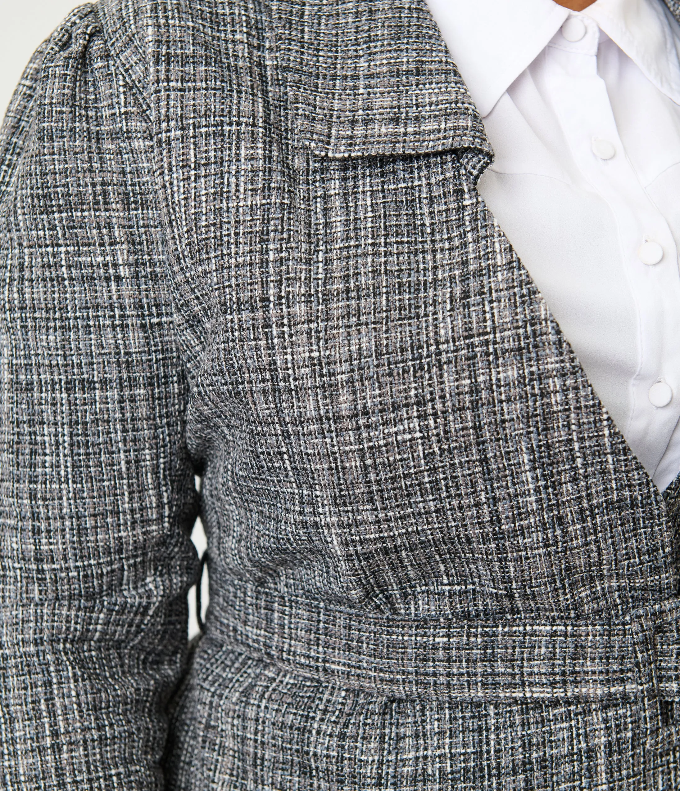 Unique Vintage Plus Size Grey Tweed Belted Shawl Collar Jacket sold by Unique Vintage product image thumbnail 5