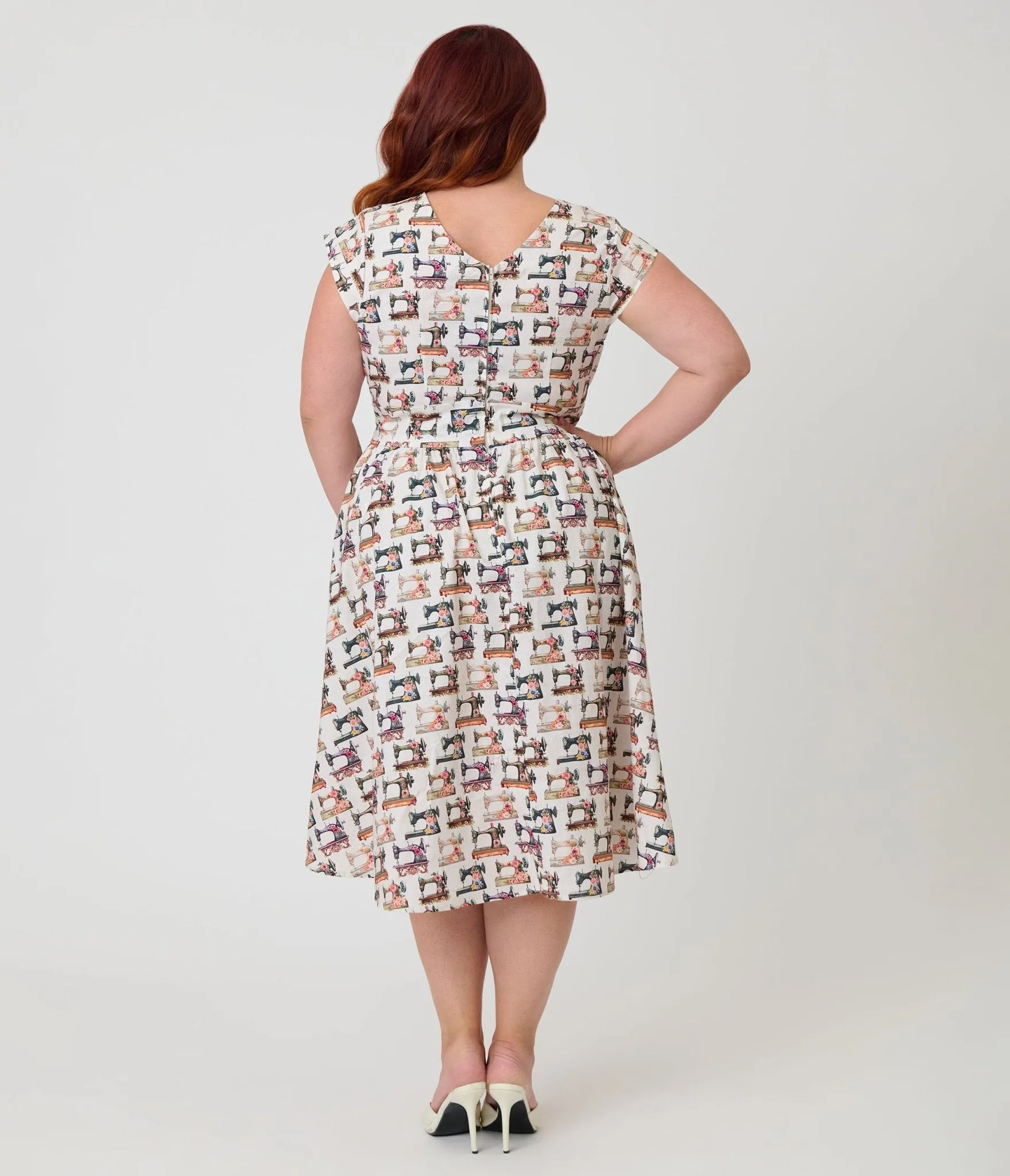 Retrolicious Plus Size Sewing Machine Print Greta Swing Dress sold by Unique Vintage product image thumbnail 2
