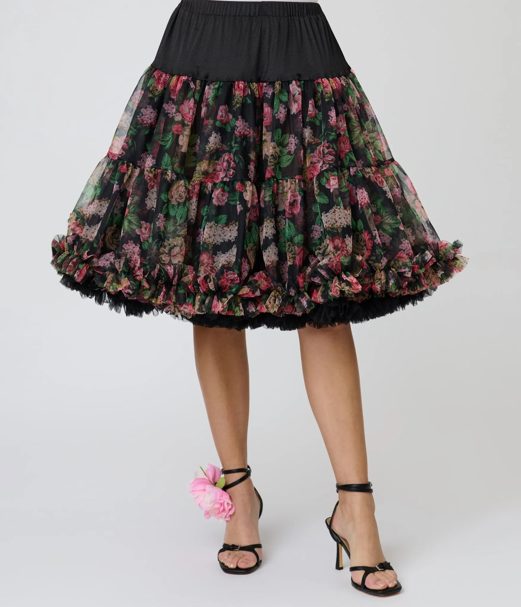 Unique Vintage Black Roses Ruffled Petticoat Crinoline sold by Unique Vintage product image thumbnail 2