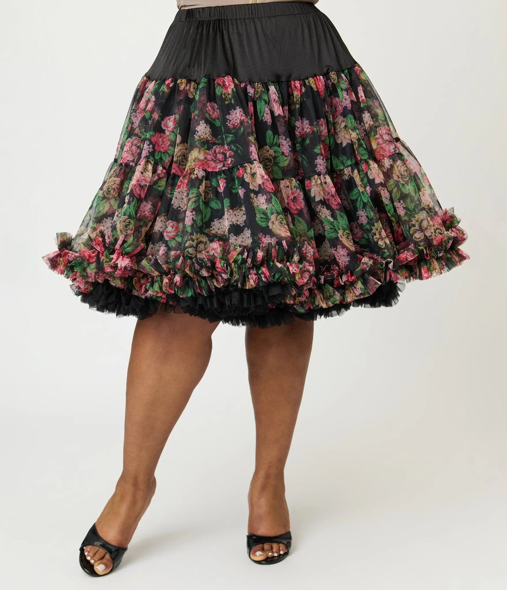 Unique Vintage Black Roses Ruffled Petticoat Crinoline sold by Unique Vintage product image thumbnail 3