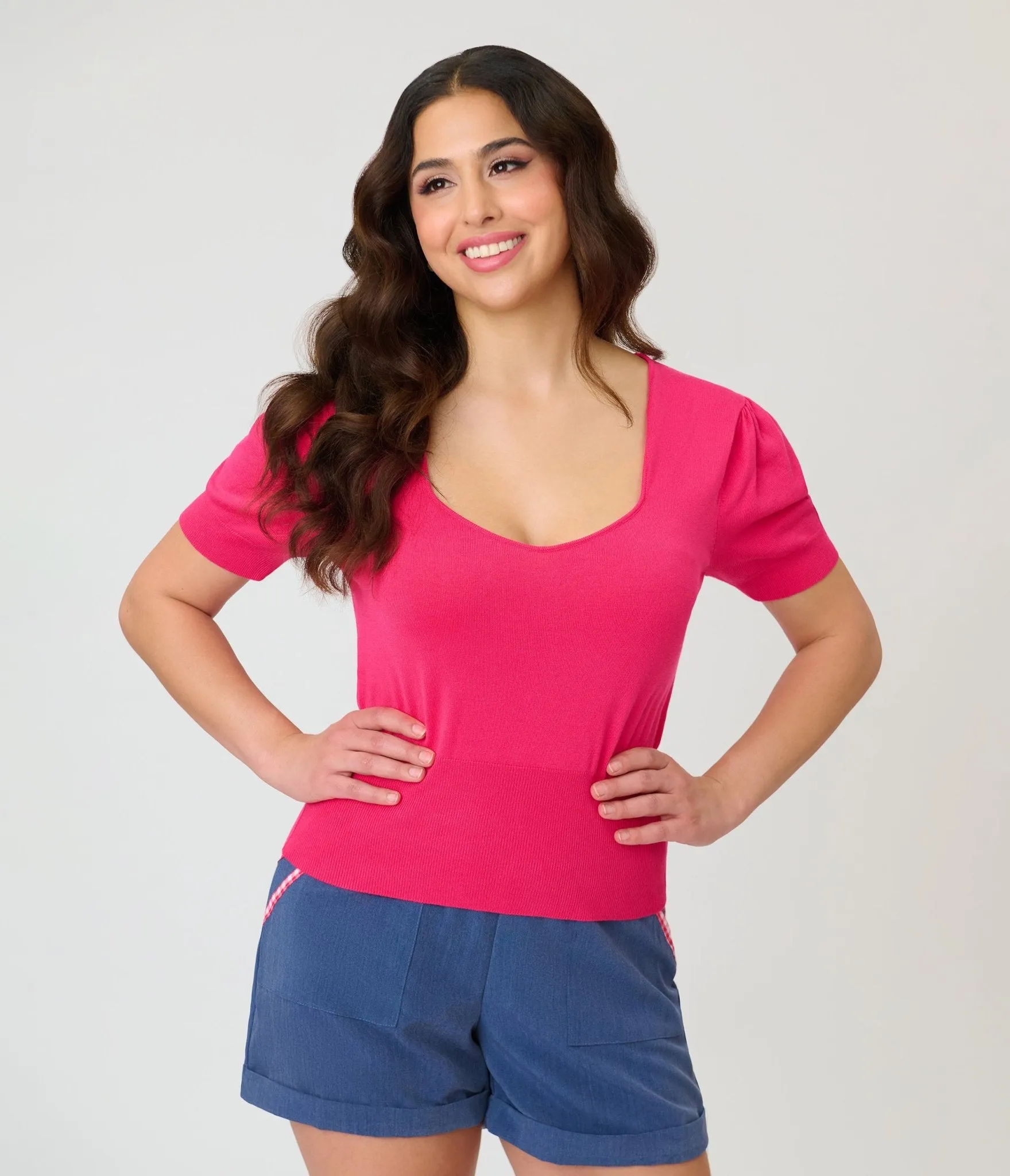 Unique Vintage Hot Pink Short Sleeve Sweater sold by Unique Vintage product image thumbnail 3