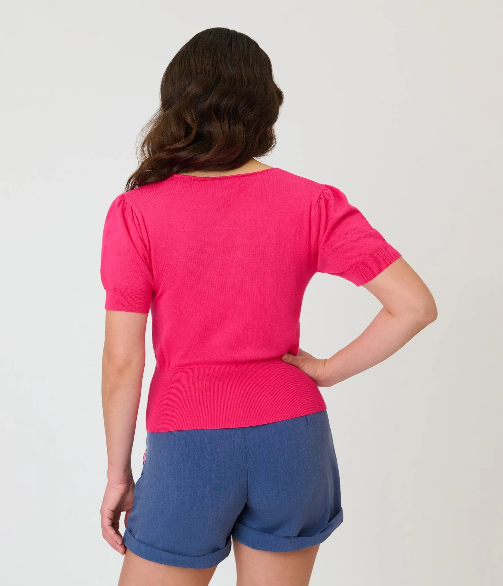 Unique Vintage Hot Pink Short Sleeve Sweater sold by Unique Vintage product image thumbnail 2