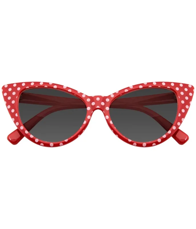 Red Polka Dot Retro Cat Eye Sunglasses made by Unique Vintage