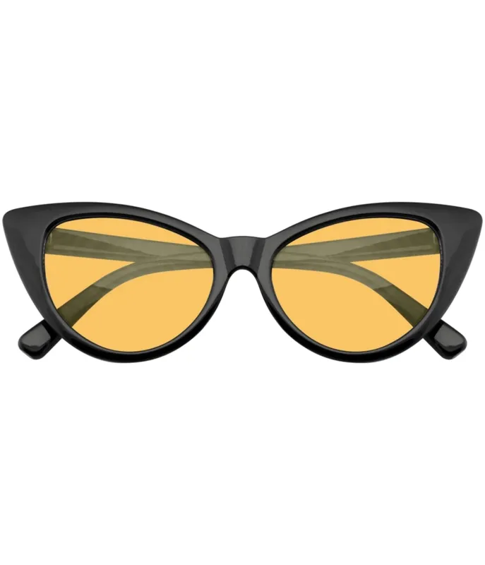 Retro Black & Orange Lens Cat Eye Sunglasses made by Unique Vintage