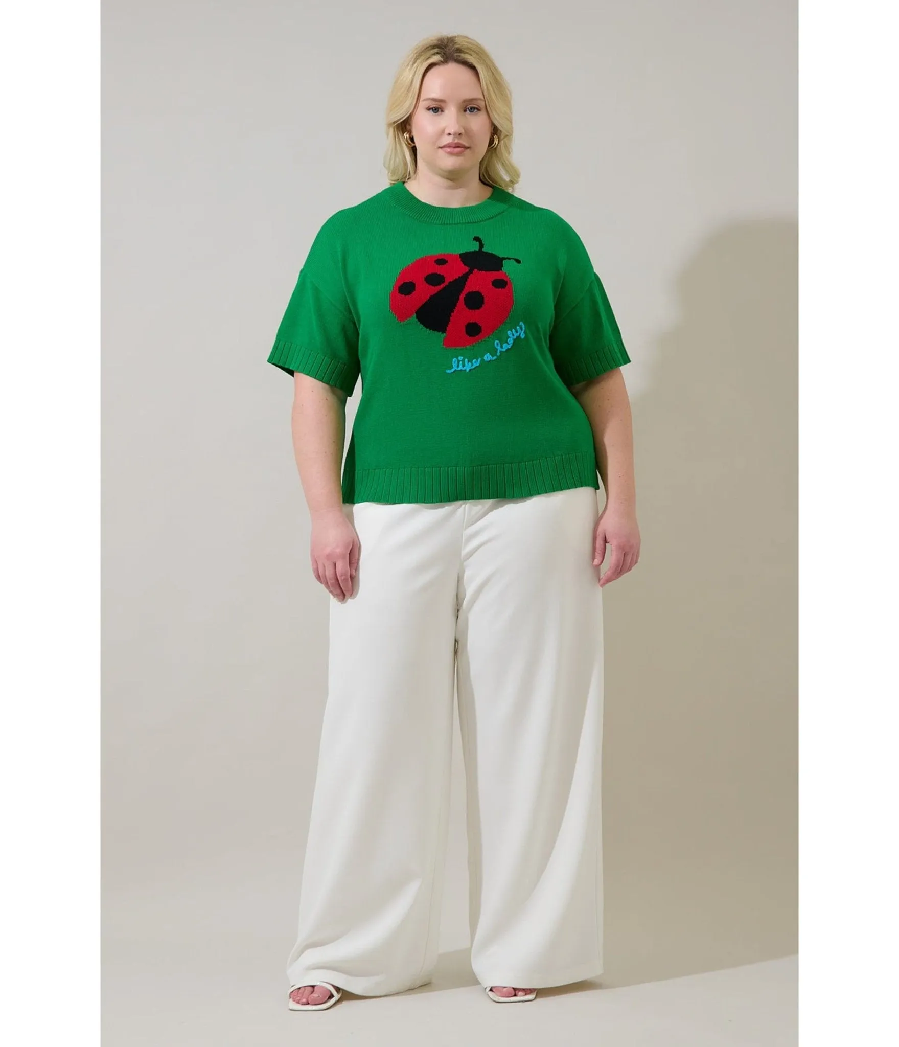 Plus Size Green Ladybug Drop Shoulder Sweater sold by Unique Vintage product image thumbnail 4