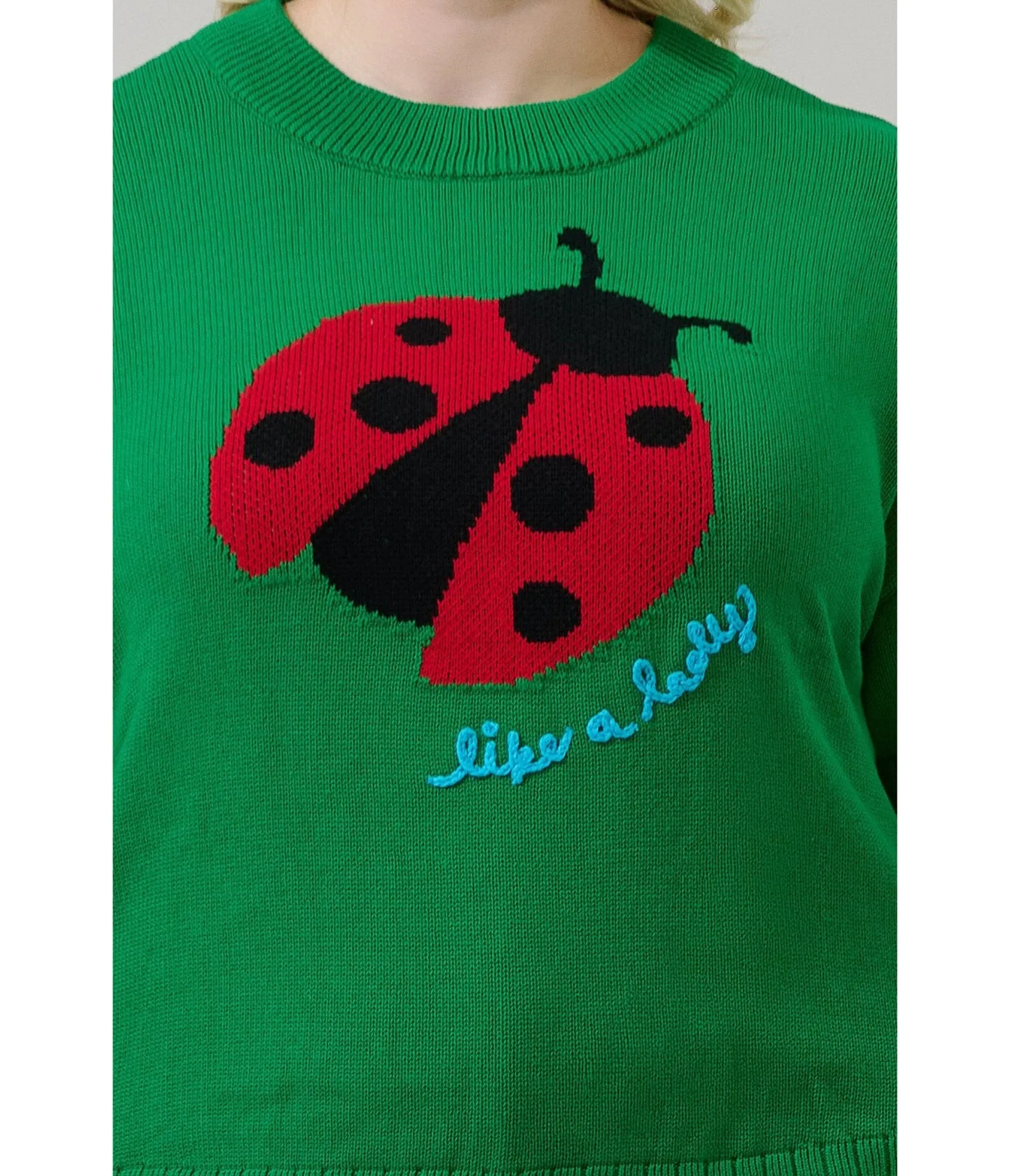 Plus Size Green Ladybug Drop Shoulder Sweater sold by Unique Vintage product image thumbnail 5