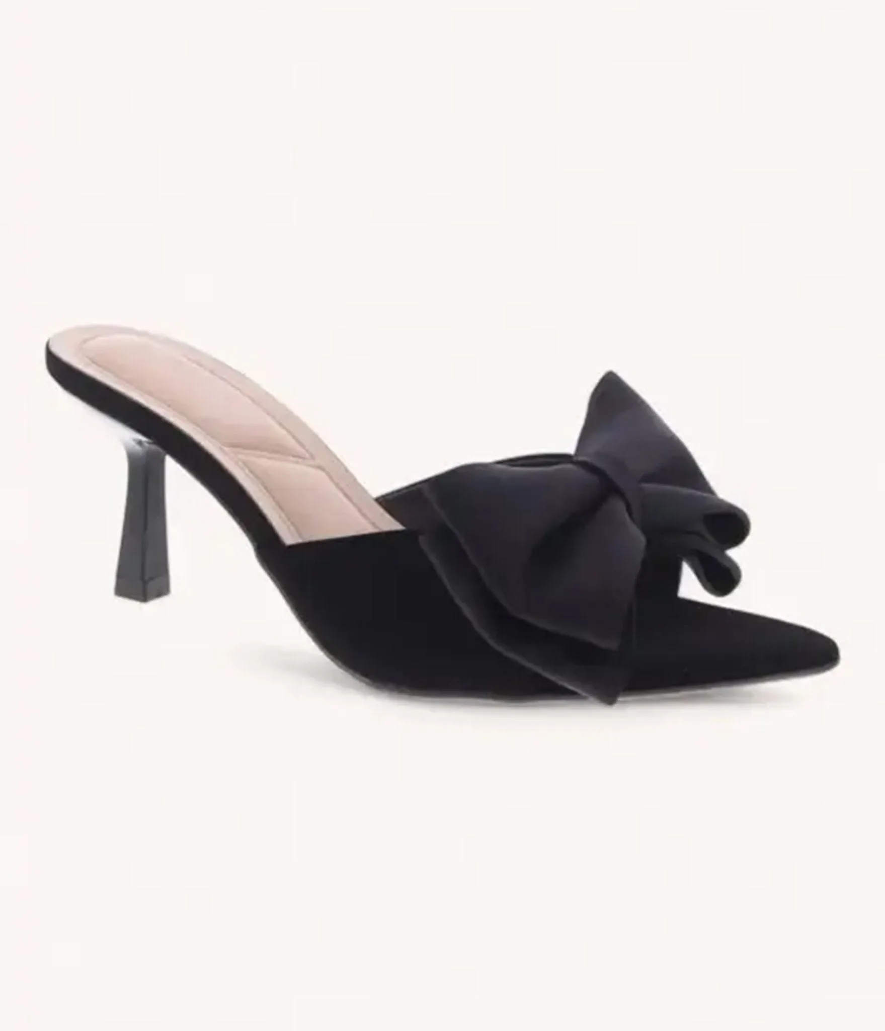 Black Bow Pointy Toe Kitten Heels sold by Unique Vintage