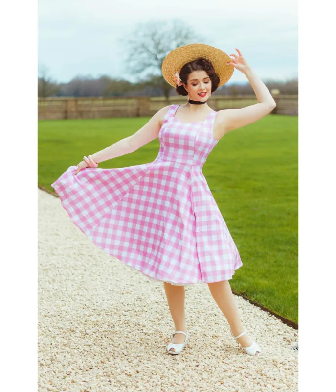 Pink Gingham Meadow Dress made by Unique Vintage