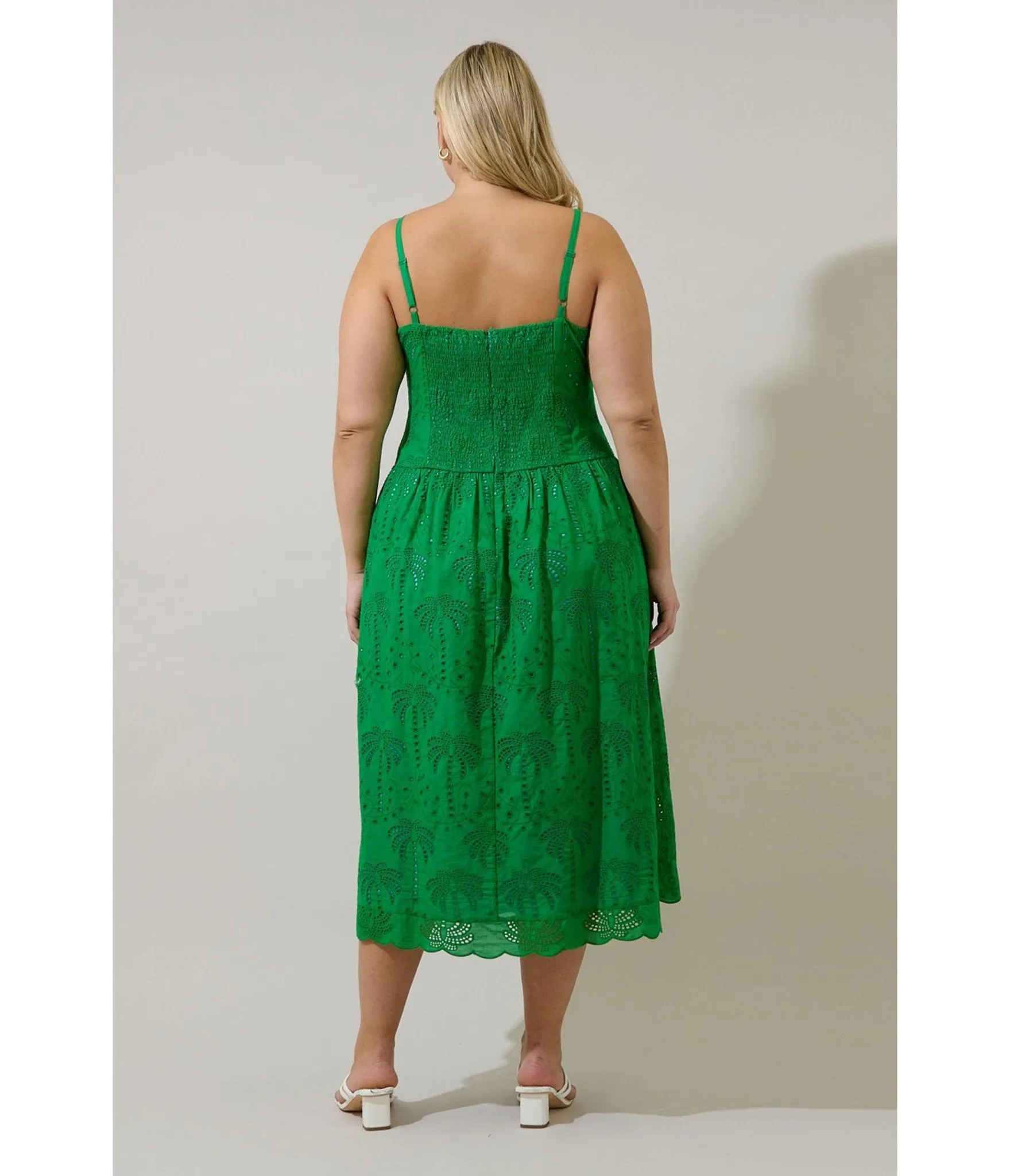 Green Eyelet Midi Dress sold by Unique Vintage product image thumbnail 5