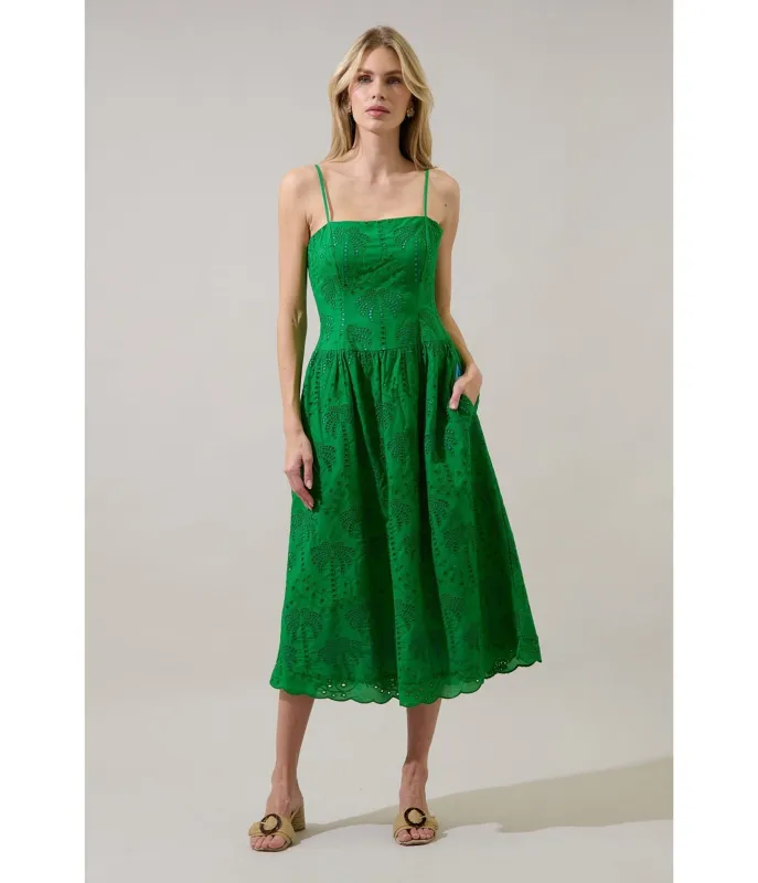 Green Eyelet Midi Dress made by Sugarlips