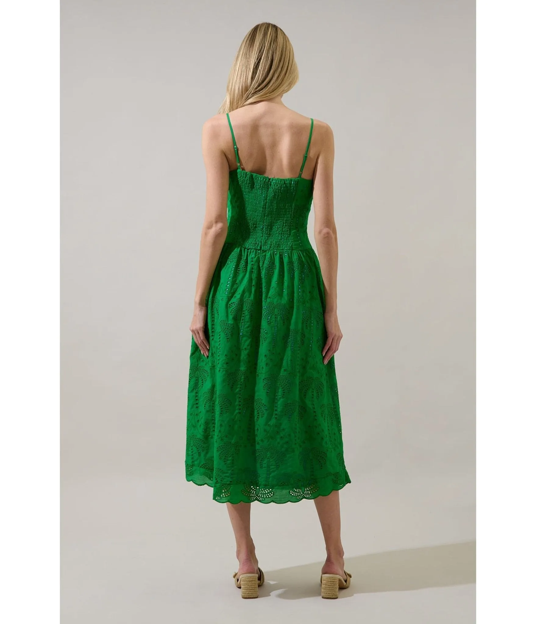 Green Eyelet Midi Dress sold by Unique Vintage product image thumbnail 2