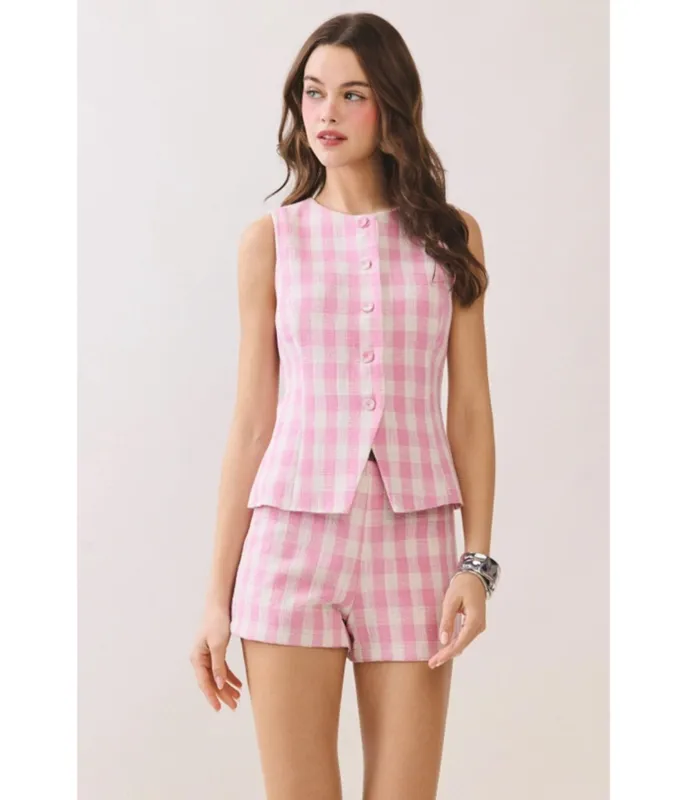 Pink Gingham High Waisted Shorts made by TCEC