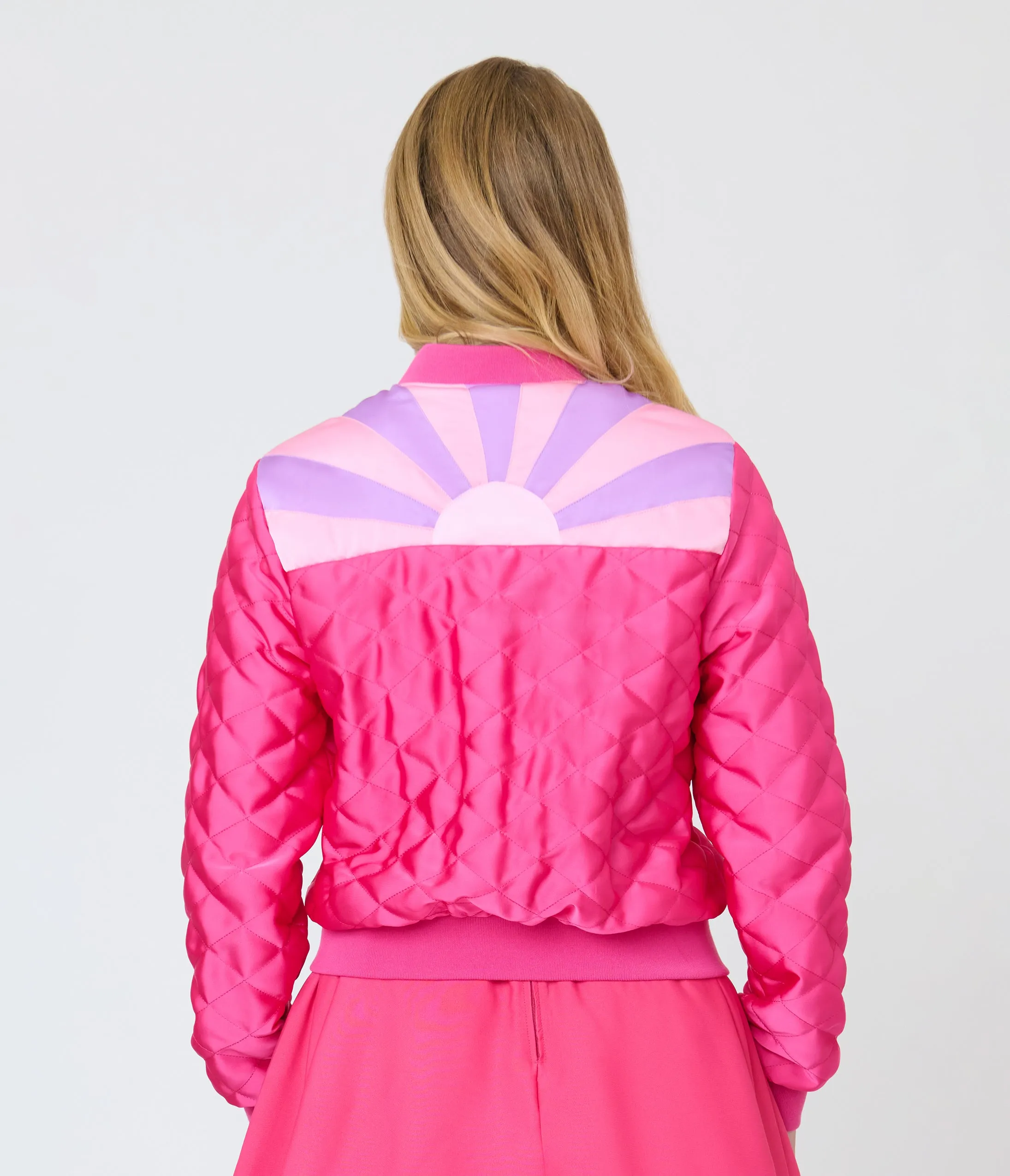 Barbie™ x Unique Vintage Pink Satin Quilted Varsity Jacket sold by Unique Vintage product image thumbnail 2