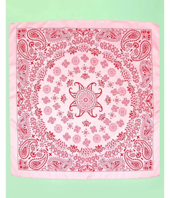 Pink Paisley Bandana Hair Scarf made by Unique Vintage