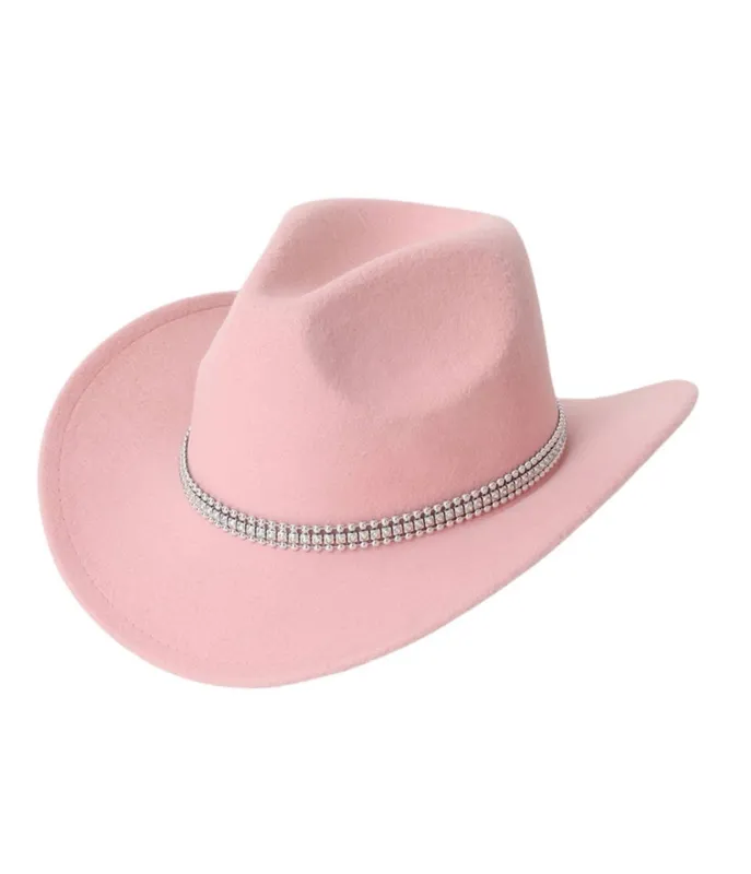 Pink Rhinestone Accent Cowgirl Hat made by Unique Vintage