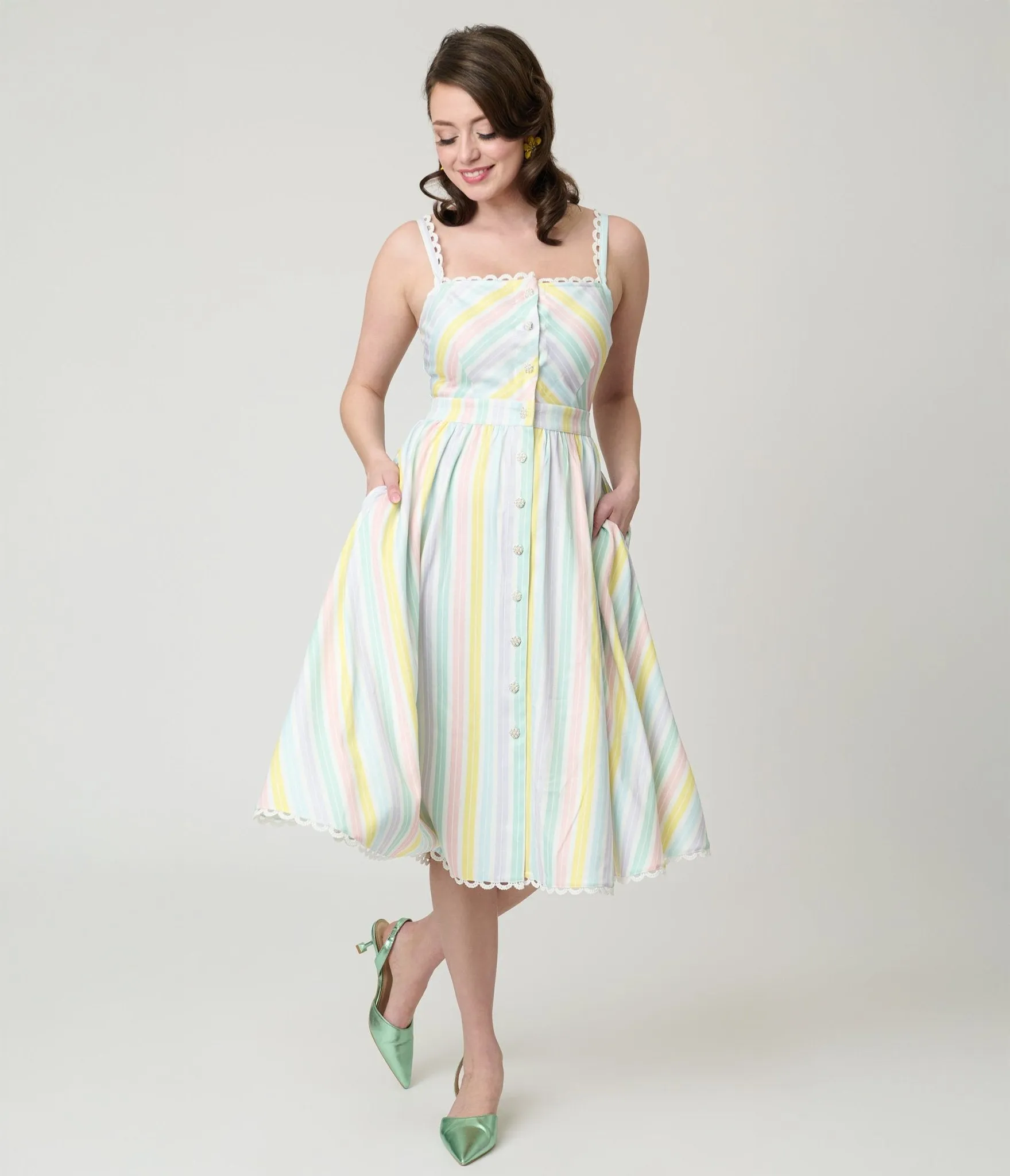 Unique Vintage Pastel Stripe Piper Swing Dress sold by Unique Vintage product image thumbnail 3