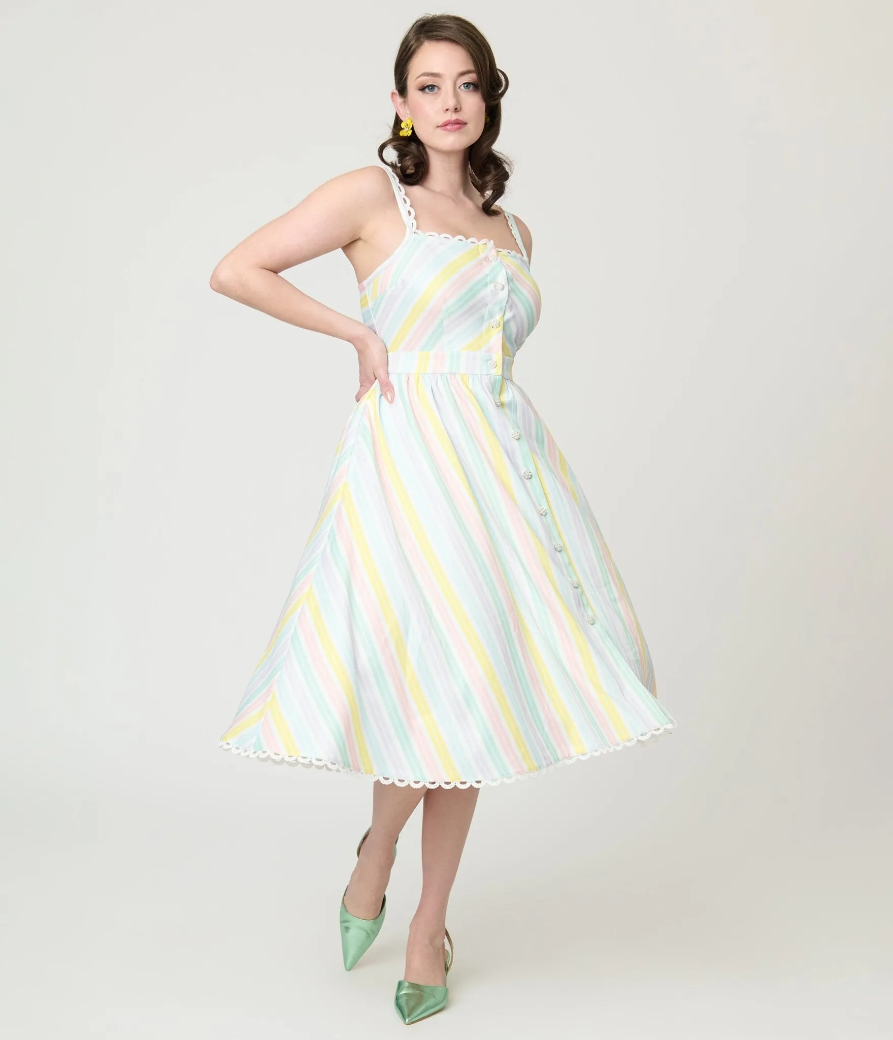 Unique Vintage Pastel Stripe Piper Swing Dress sold by Unique Vintage product image thumbnail 4