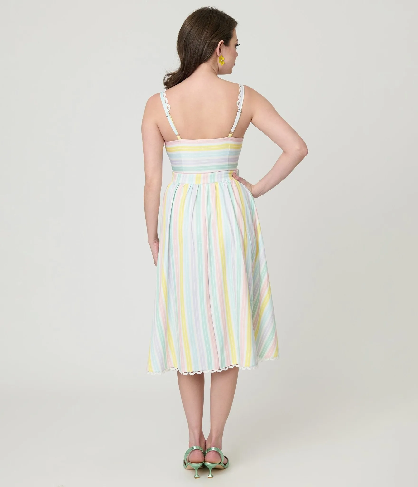 Unique Vintage Pastel Stripe Piper Swing Dress sold by Unique Vintage product image thumbnail 2