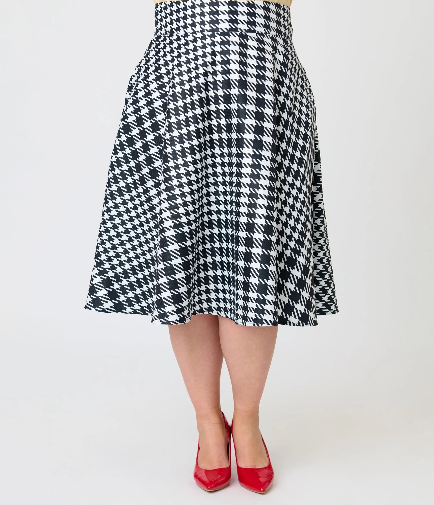 Unique Vintage Plus Size Black & White Houndstooth Vivian Swing Skirt sold by Unique Vintage product image thumbnail 2