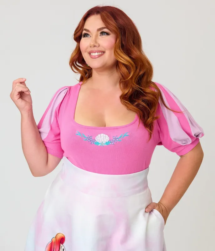 Disney Princess Collection by Unique Vintage Plus Size Pale Pink Short Sleeve Sweater made by Unique Vintage