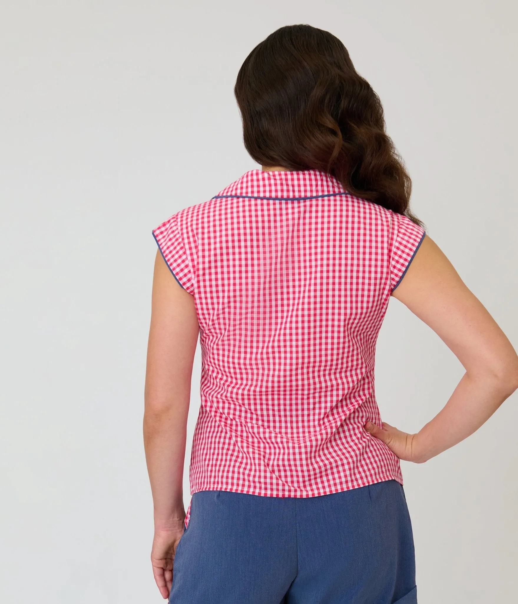 Unique Vintage Hot Pink Gingham Cap Sleeve Top sold by Unique Vintage product image thumbnail 2