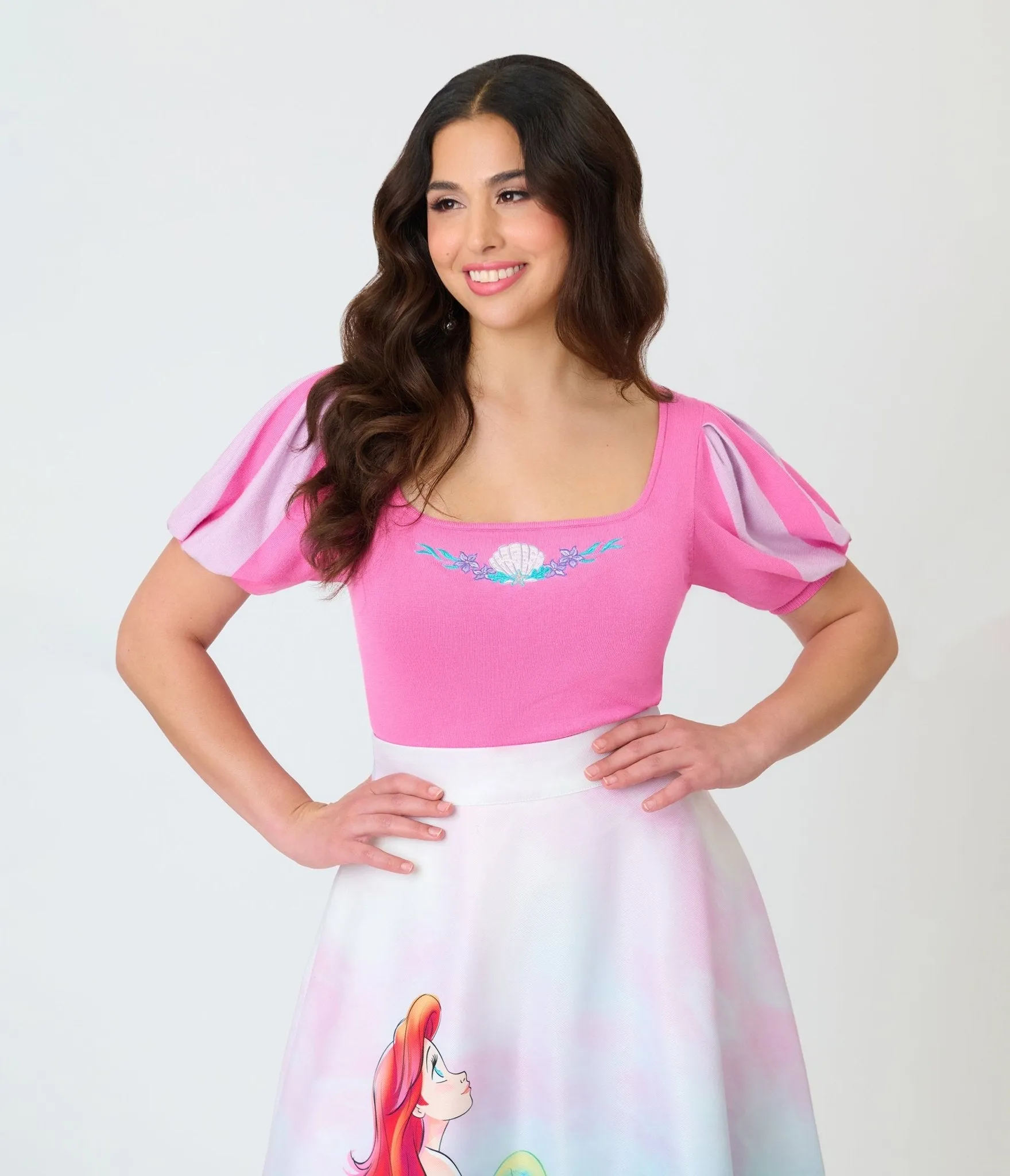 Disney Princess Collection by Unique Vintage Pale Pink Short Sleeve Sweater sold by Unique Vintage