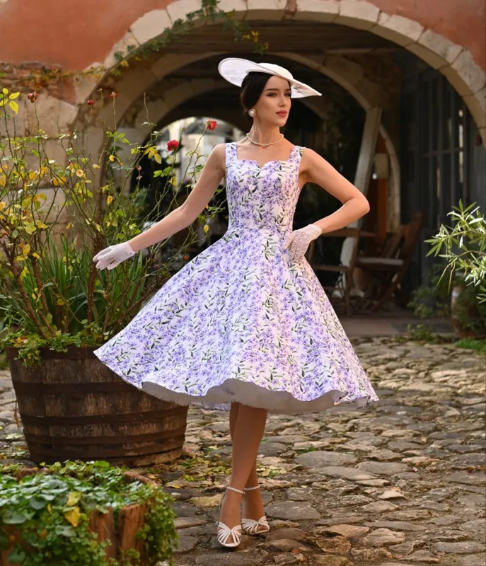 Lilac Meadow Swing Dress made by Unique Vintage
