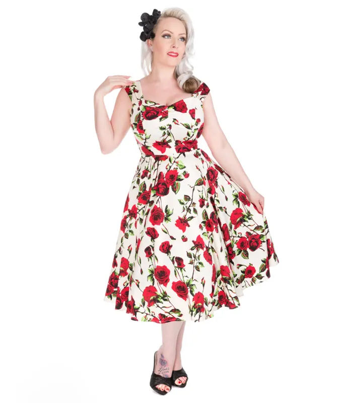 1950s Rose Floral Summer Dress made by Unique Vintage