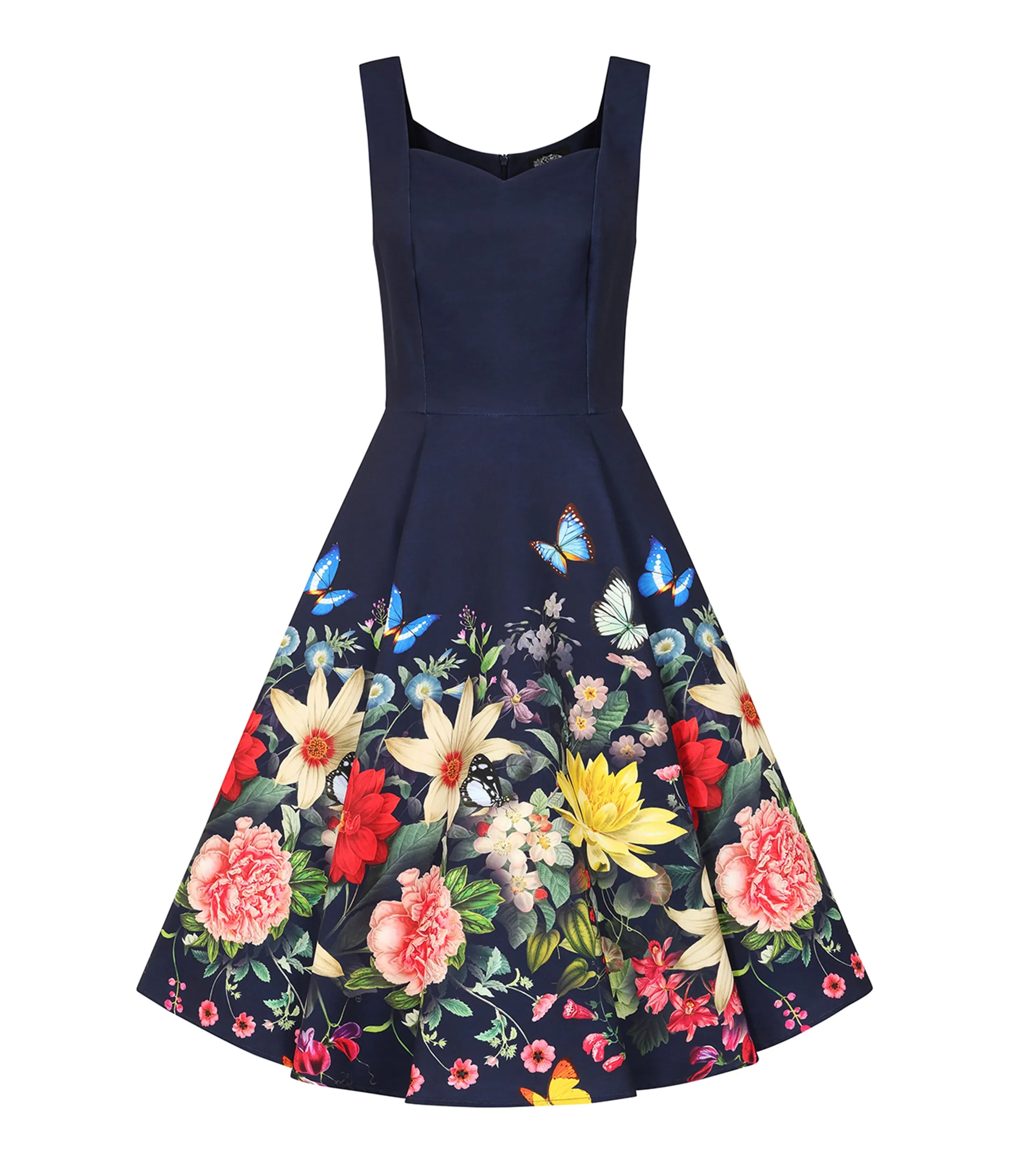 Navy Butterfly & Floral Moonlight Swing Dress sold by Unique Vintage product image thumbnail 4