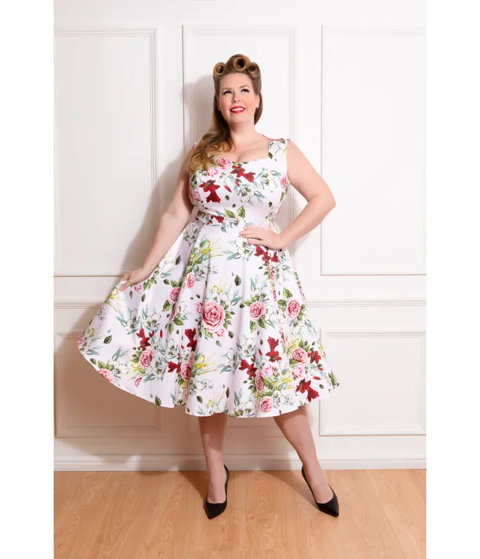 Plus Size Floral Print Carole Swing Dress made by Unique Vintage
