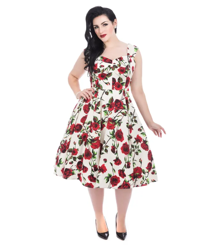 Plus Size 1950s Rose Floral Summer Dress made by Unique Vintage