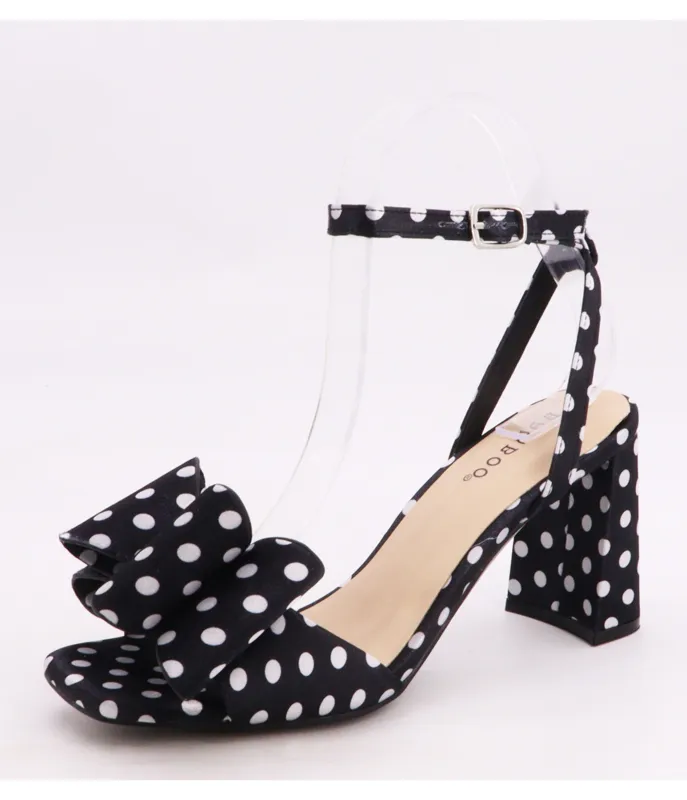 Black Polka Dot Bow Heels made by Unique Vintage
