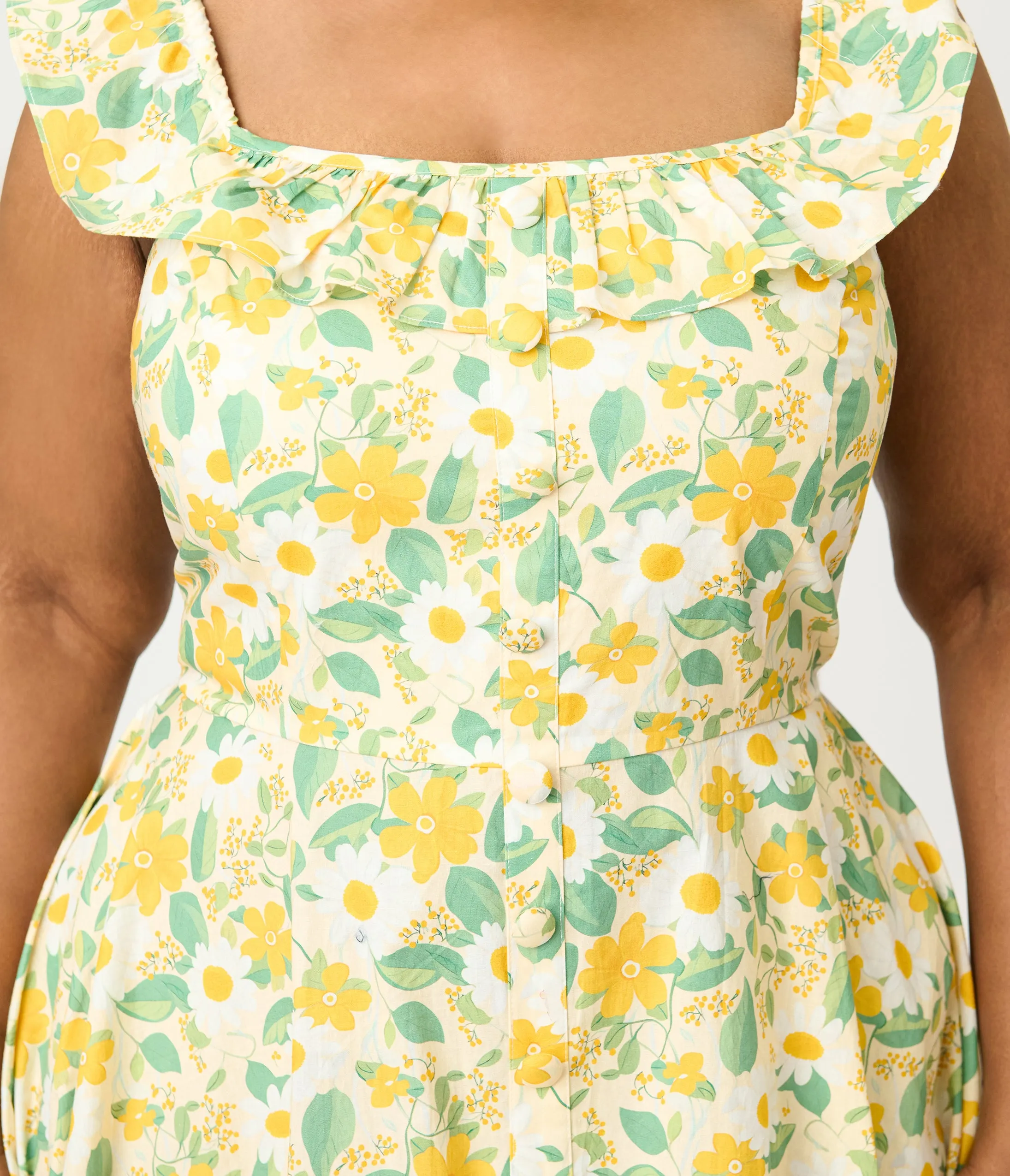 Magnolia Place Plus Size Yellow Floral Cotton Barbara Swing Dress sold by Unique Vintage product image thumbnail 5