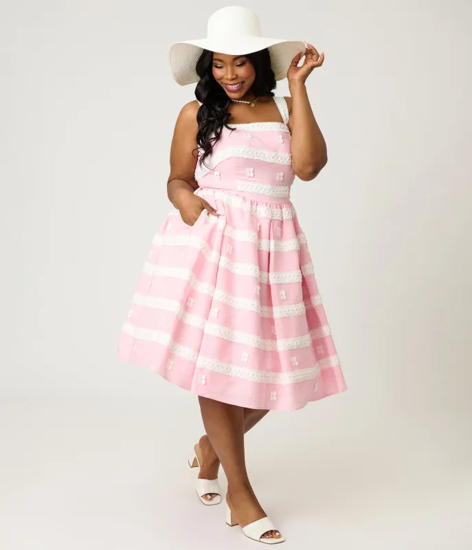 Unique Vintage Plus Size Light Pink Shopper Sundress made by Unique Vintage