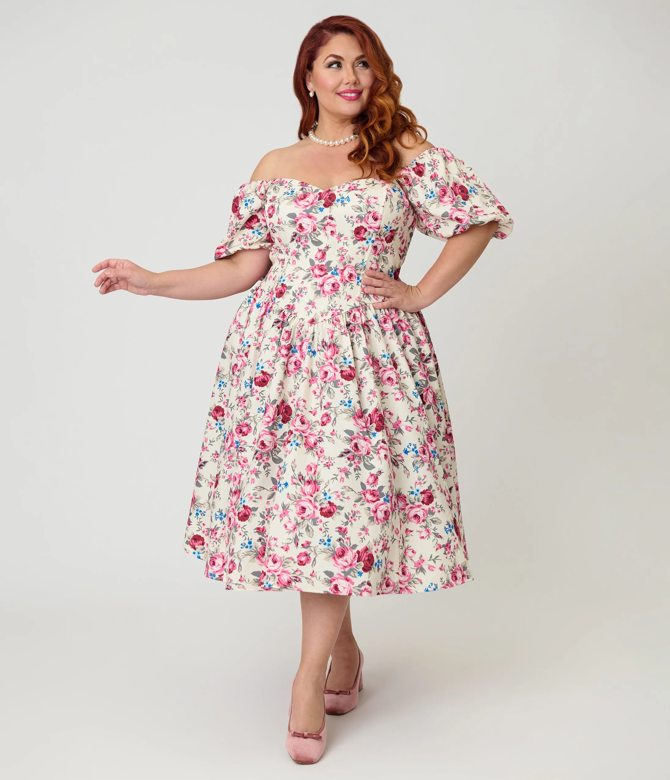 Smak Parlour Plus Size Spring Roses Sweetheart Swing Dress sold by Unique Vintage product image thumbnail 3