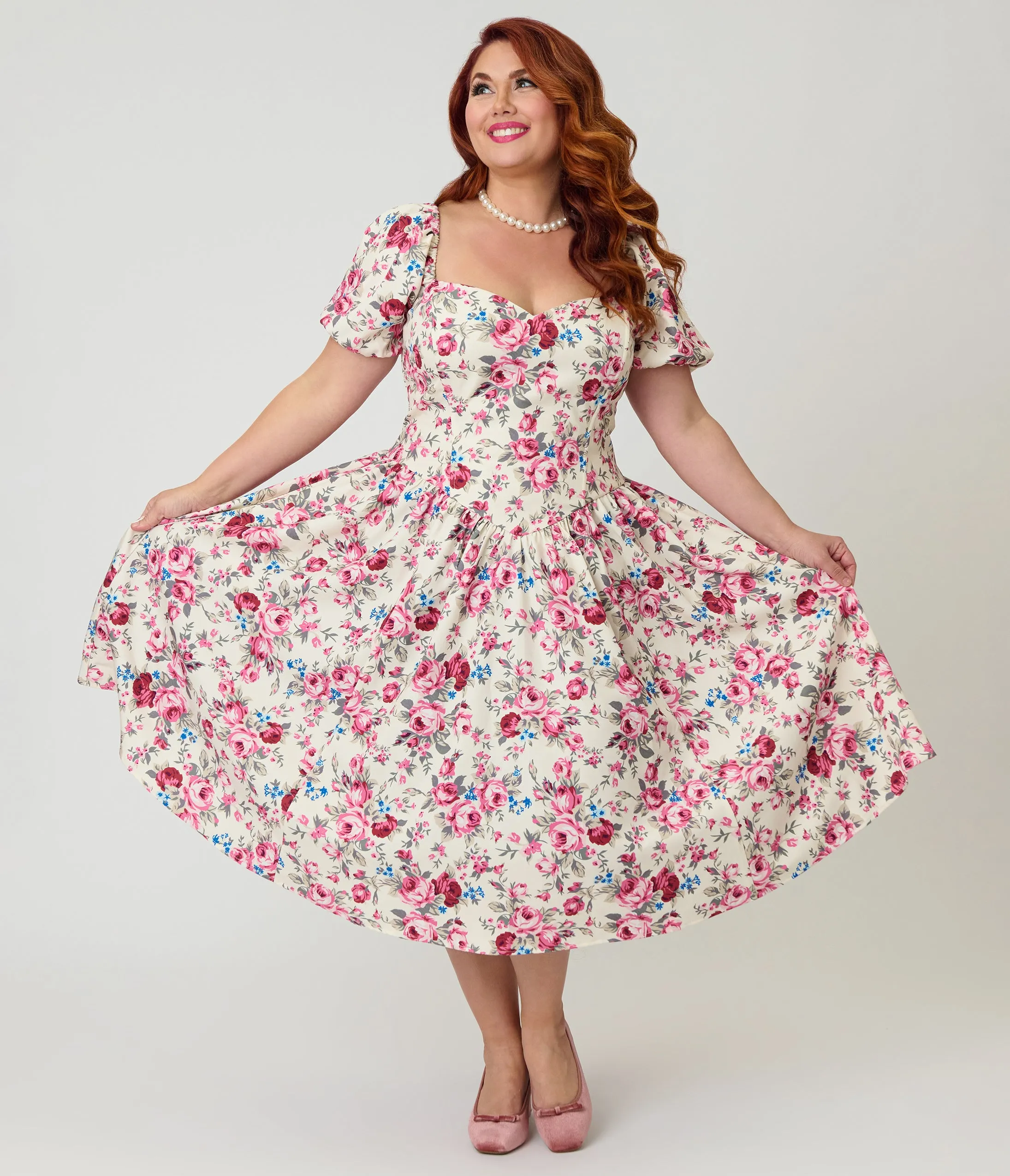 Smak Parlour Plus Size Spring Roses Sweetheart Swing Dress sold by Unique Vintage product image thumbnail 4