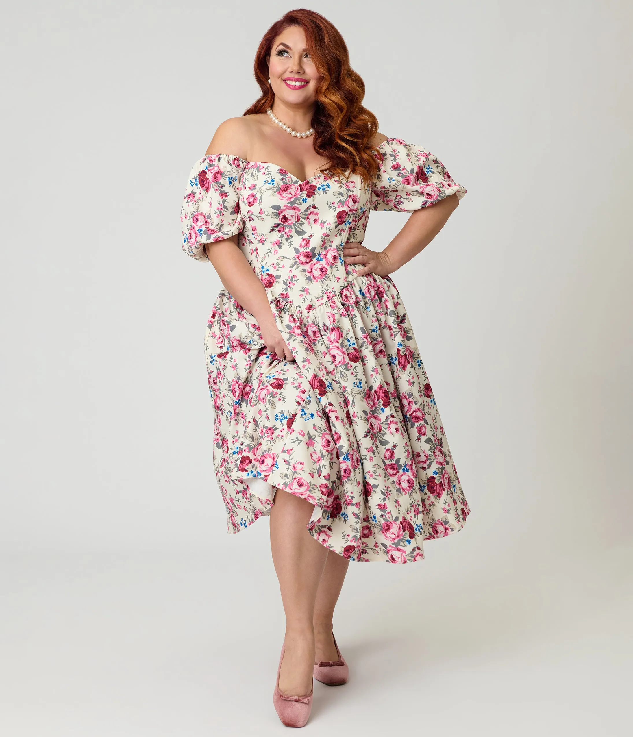 Smak Parlour Plus Size Spring Roses Sweetheart Swing Dress sold by Unique Vintage product image thumbnail 2