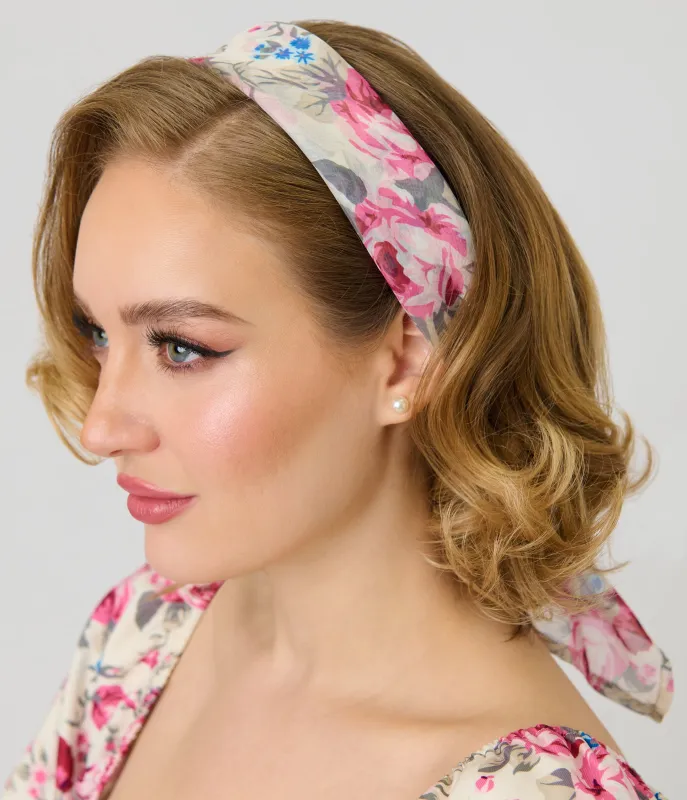 Unique Vintage Spring Roses Hair Scarf made by Unique Vintage