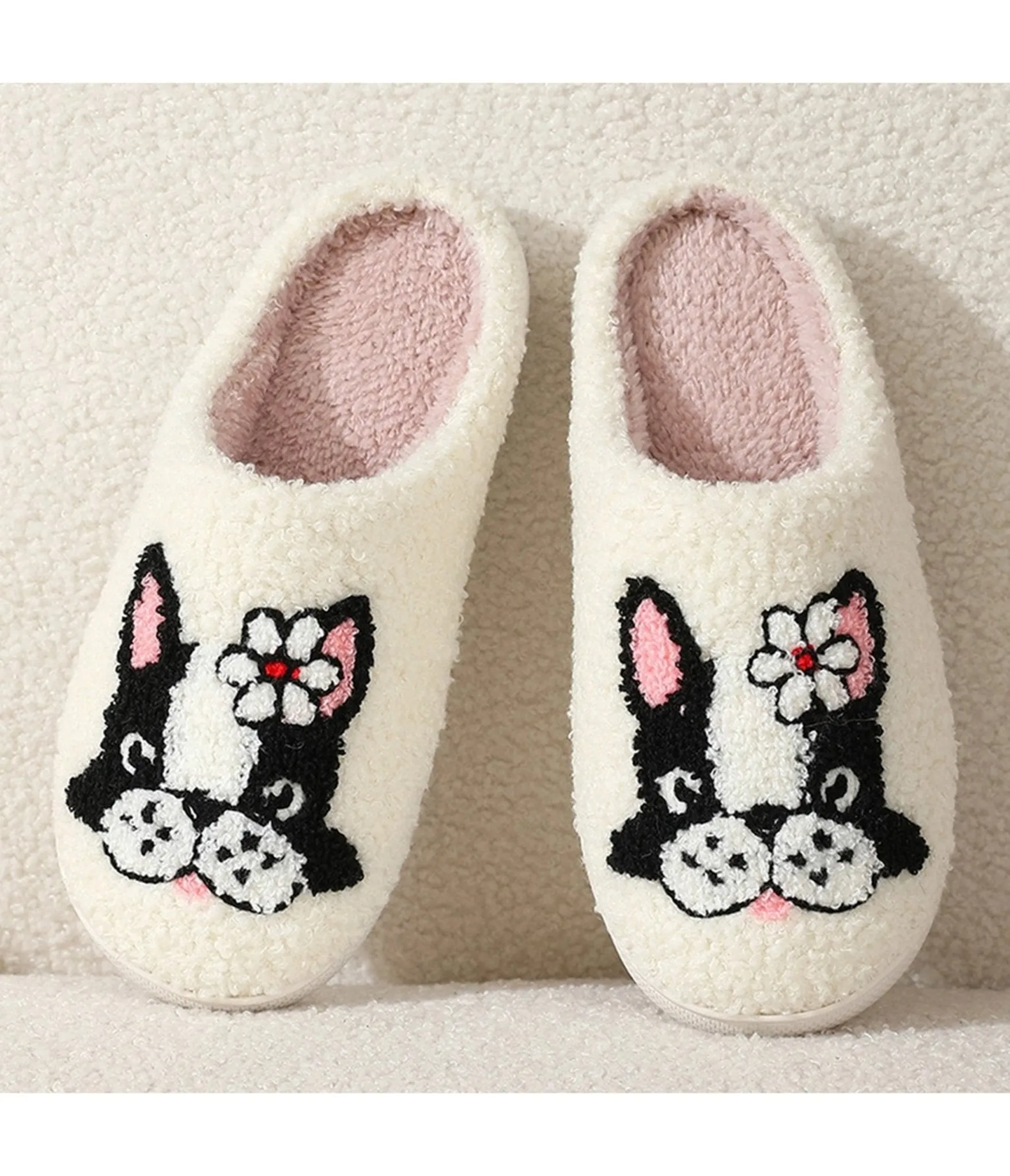 Dog & Flower Embroidered Cotton Slippers sold by Unique Vintage product image thumbnail 3
