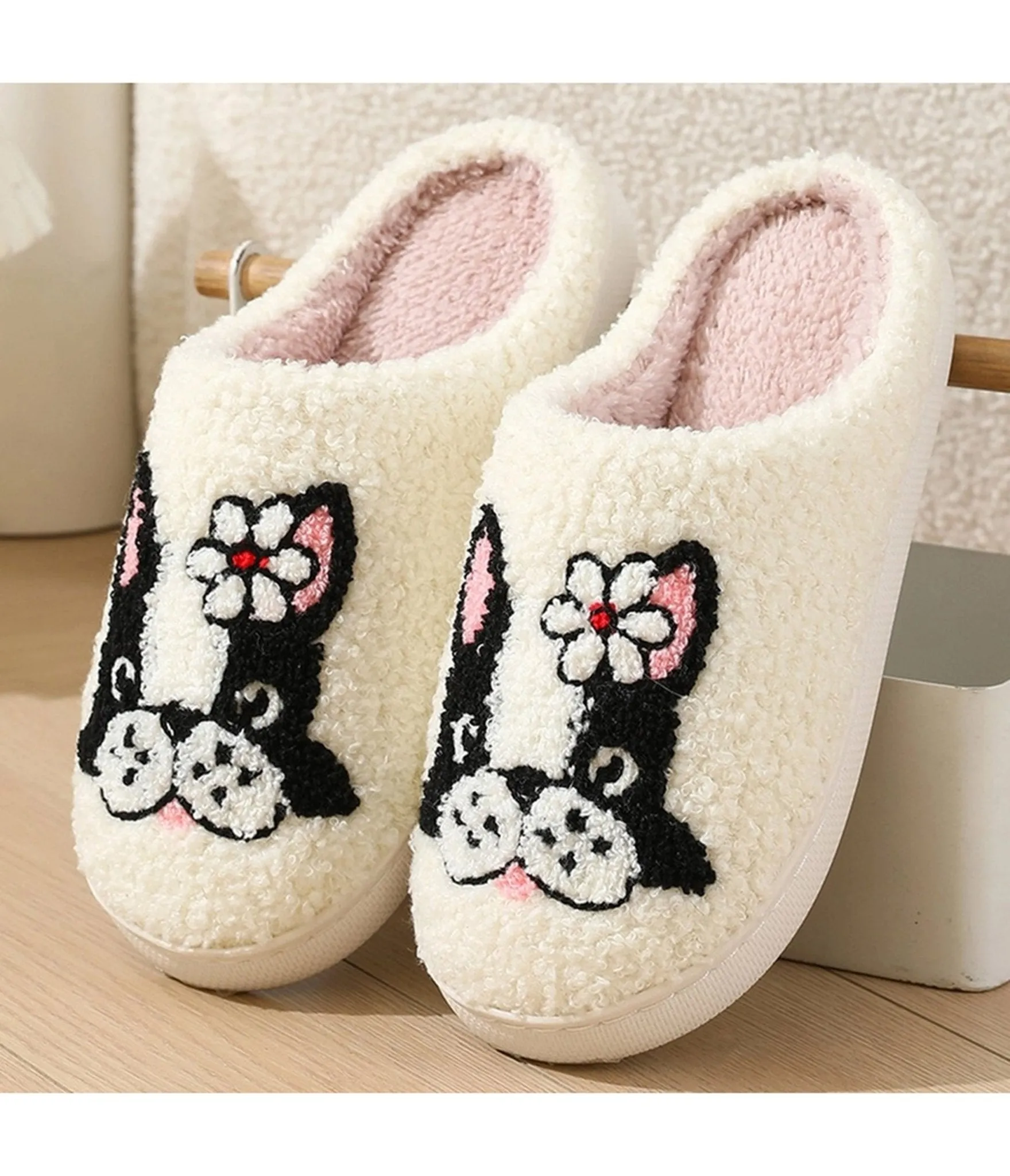 Dog & Flower Embroidered Cotton Slippers sold by Unique Vintage product image thumbnail 4