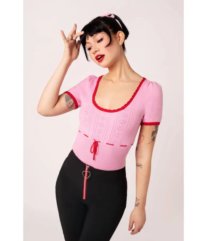 Hell Bunny Pink Hannah Top made by Unique Vintage