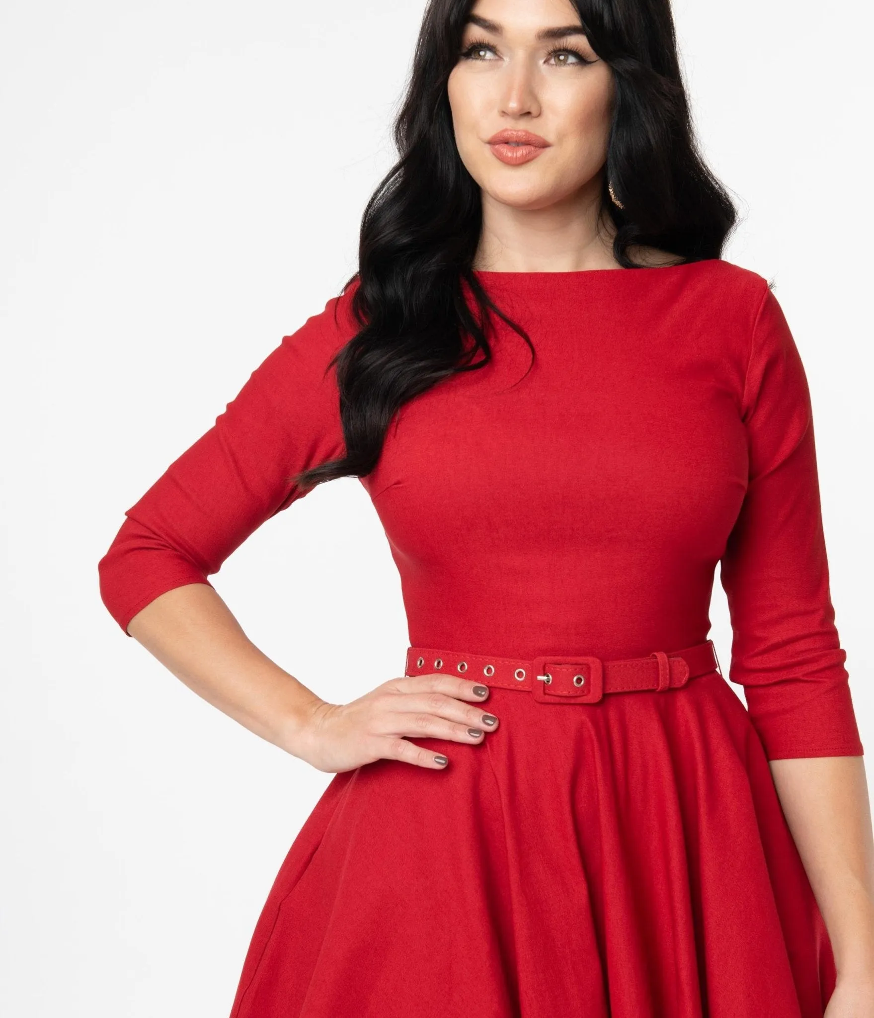 Unique Vintage 1950s Red Devon Swing Dress sold by Unique Vintage product image thumbnail 2